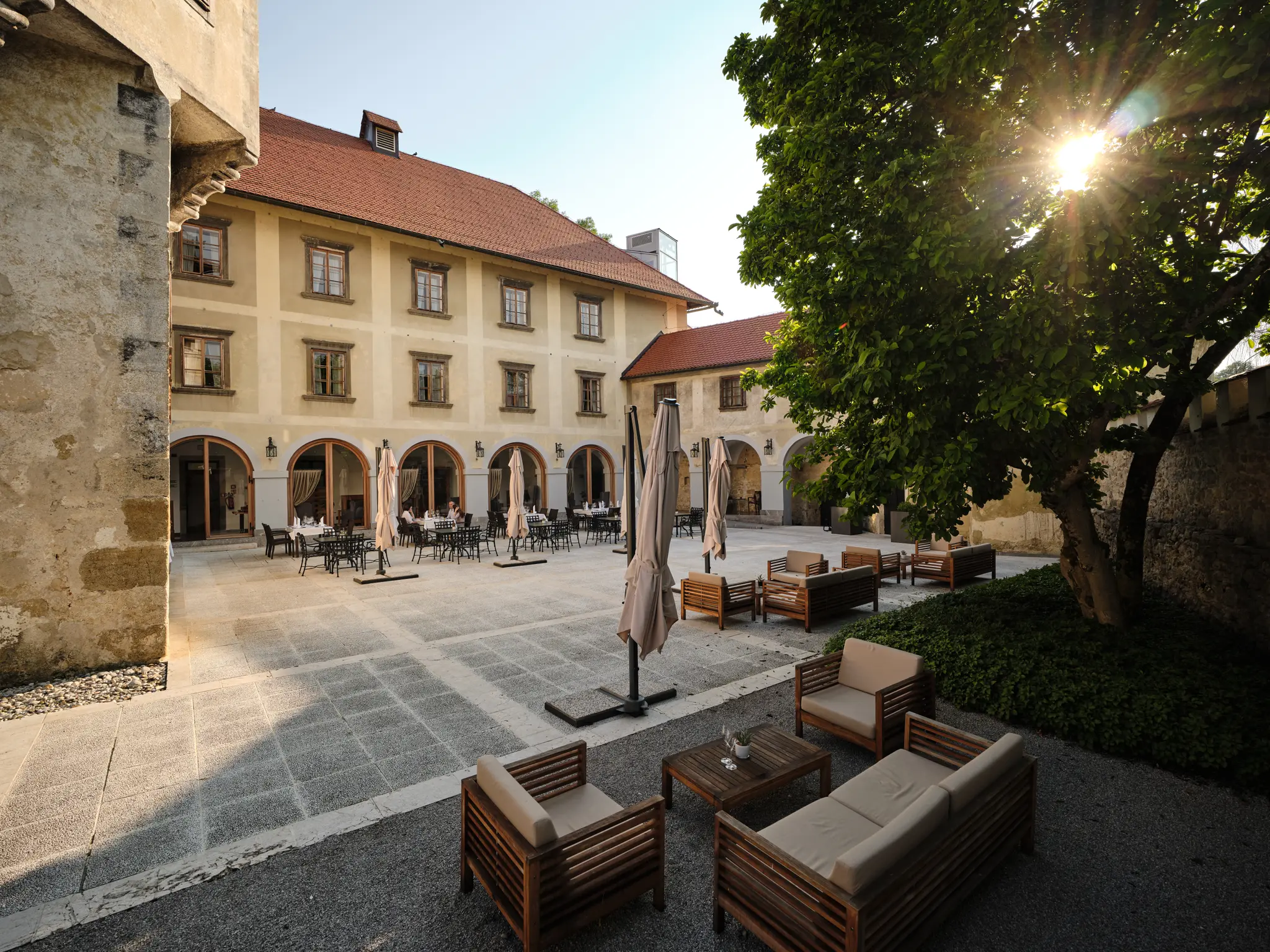 Beautiful Castle Restaurant Courtyard