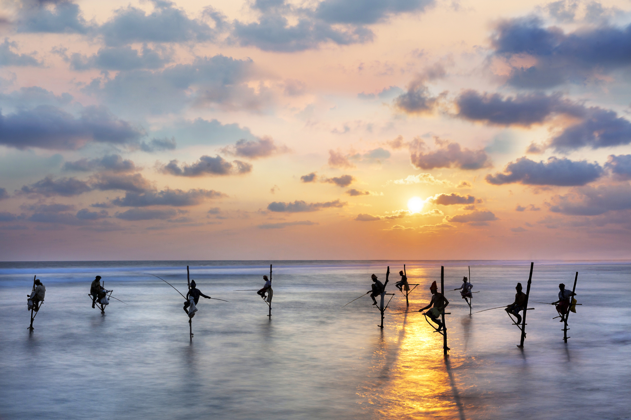 Fishermen on stilts in Southern Sri Lanka