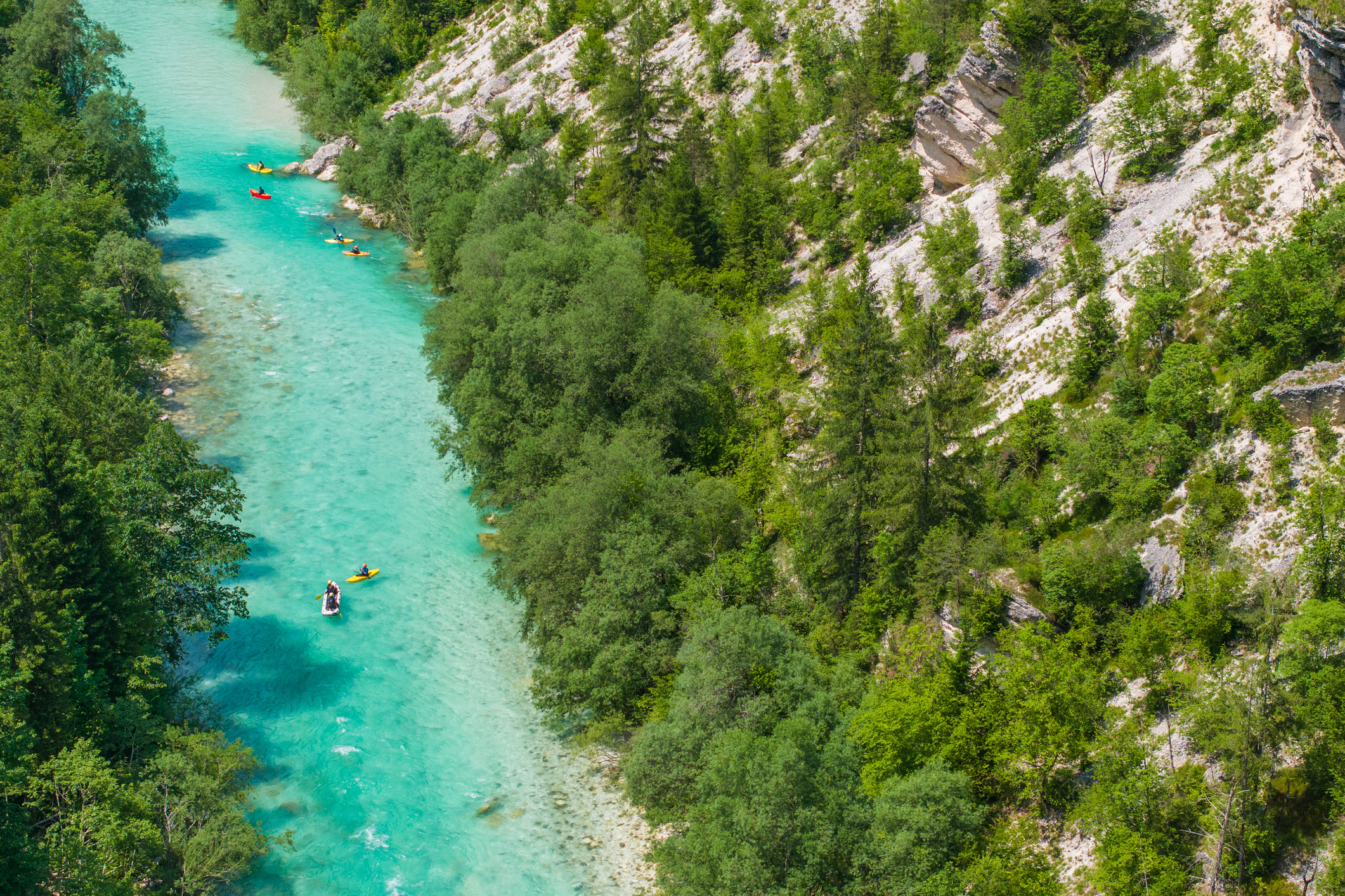 Kayakers Exploring Turquoise Waters of the Soca River