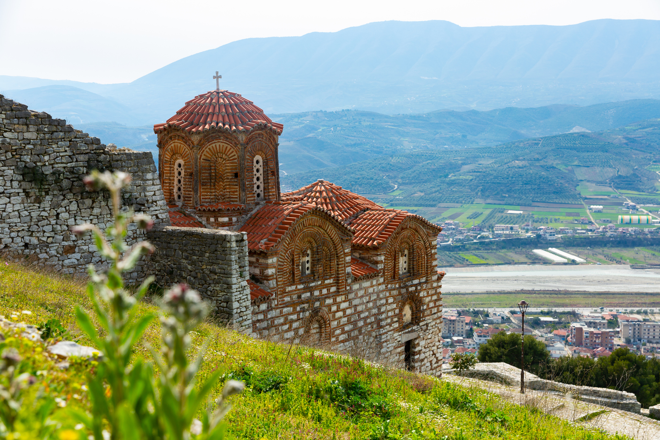 Medieval Holy Trinity Church on hill in Berat