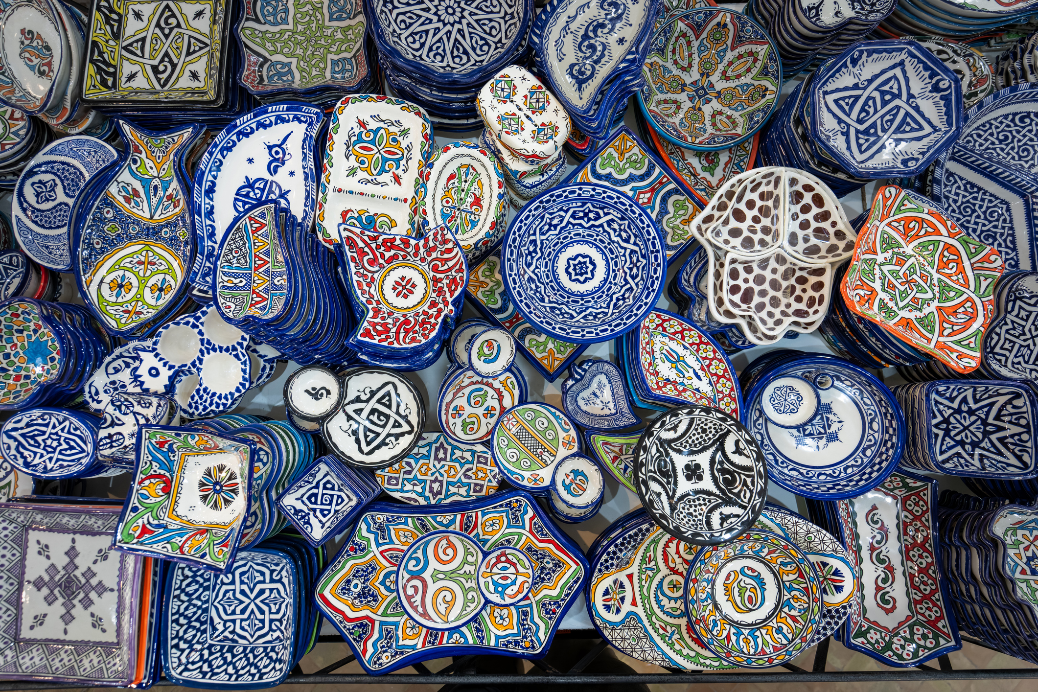 Moroccan ceramic plates in Fes