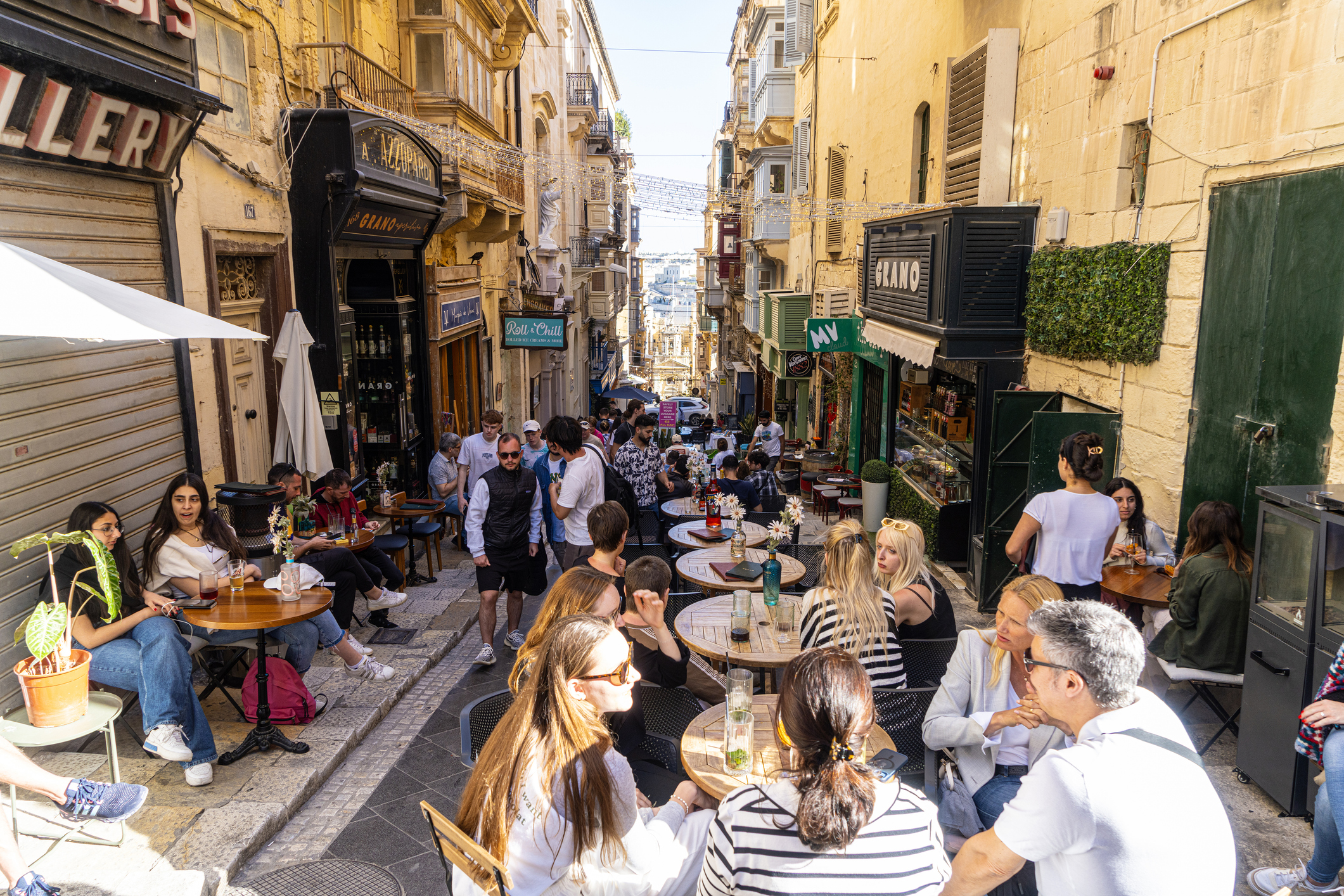 People in the streets of Valletta