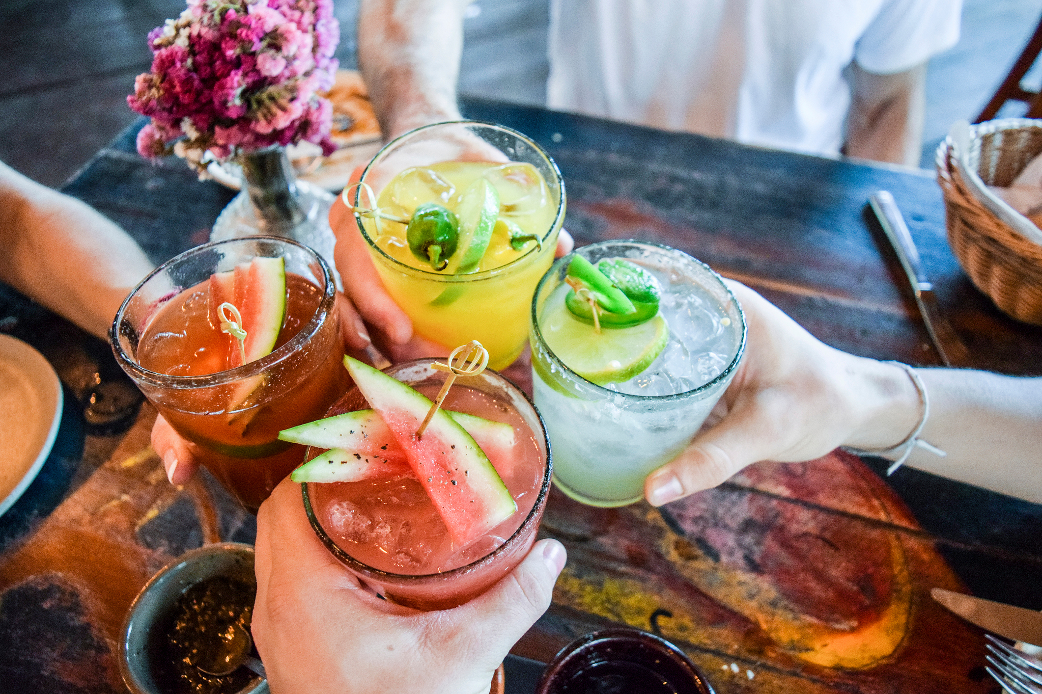 Watermelon and passionfruit drinks