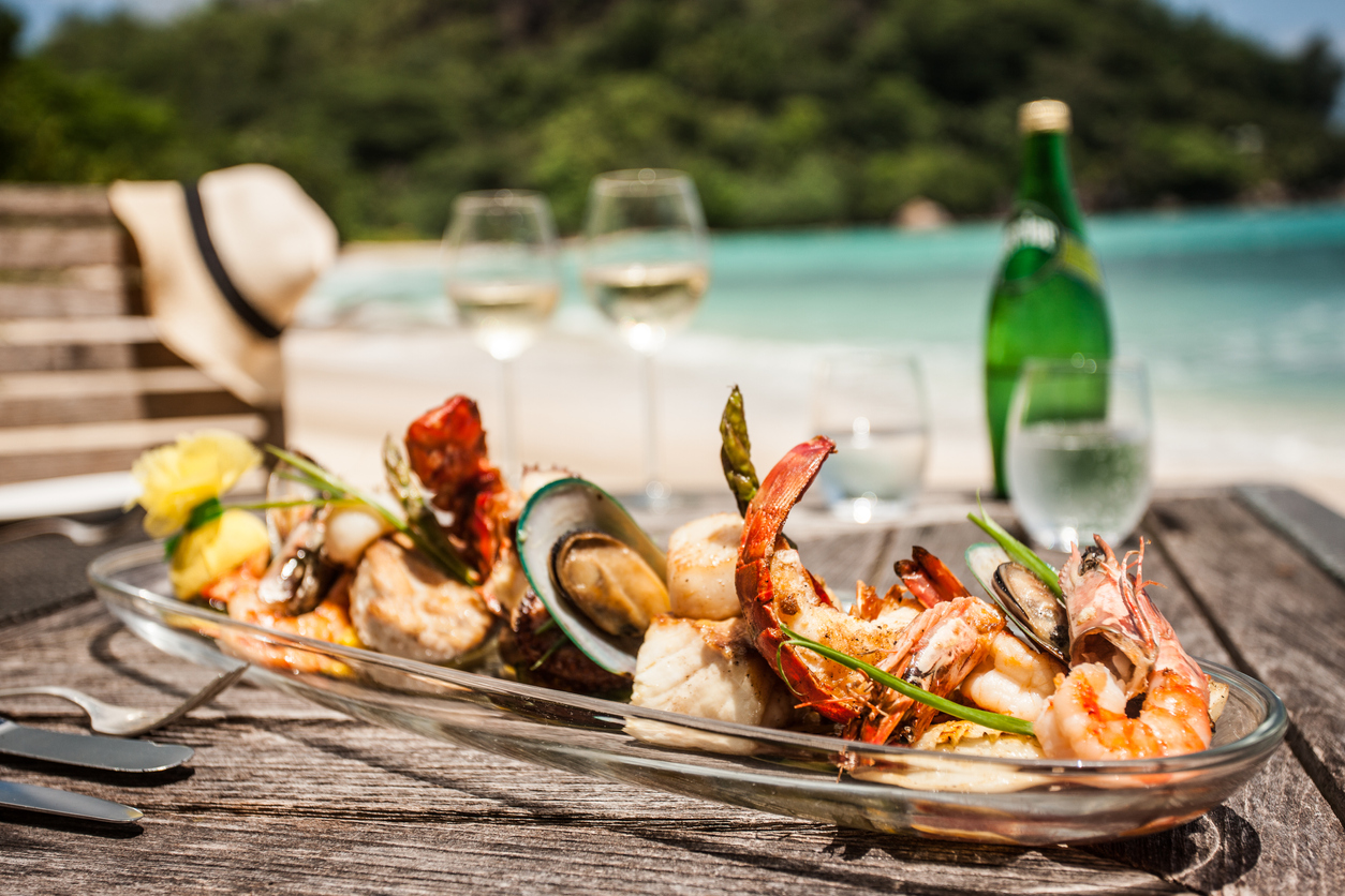 Fresh seafood by the beach