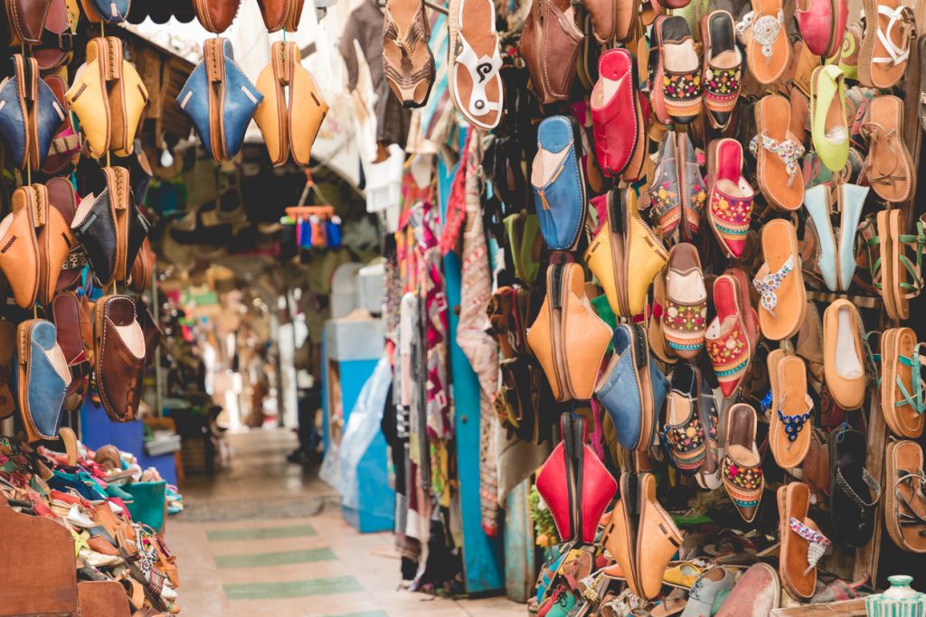 Traditional leather goods in Marrakech