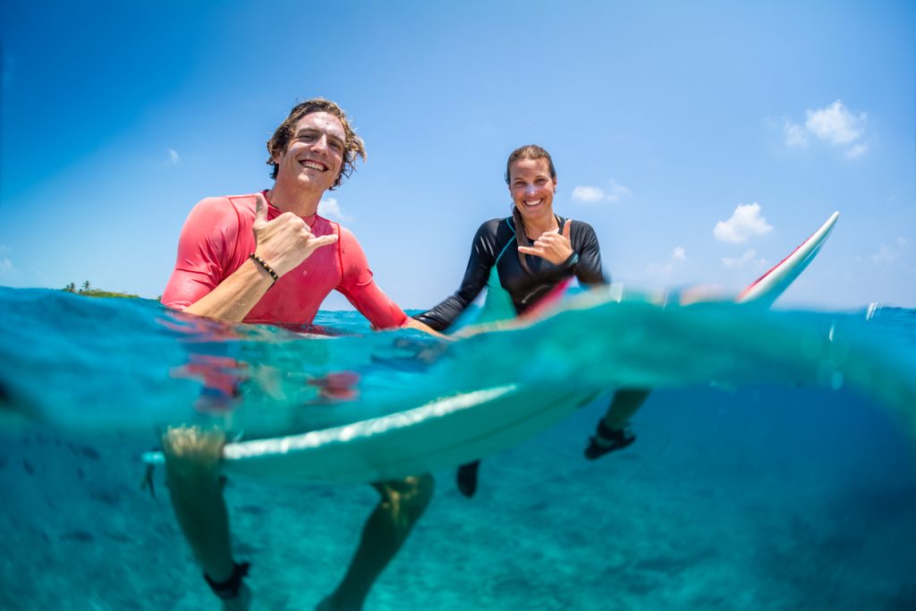 Surfing in the Maldives