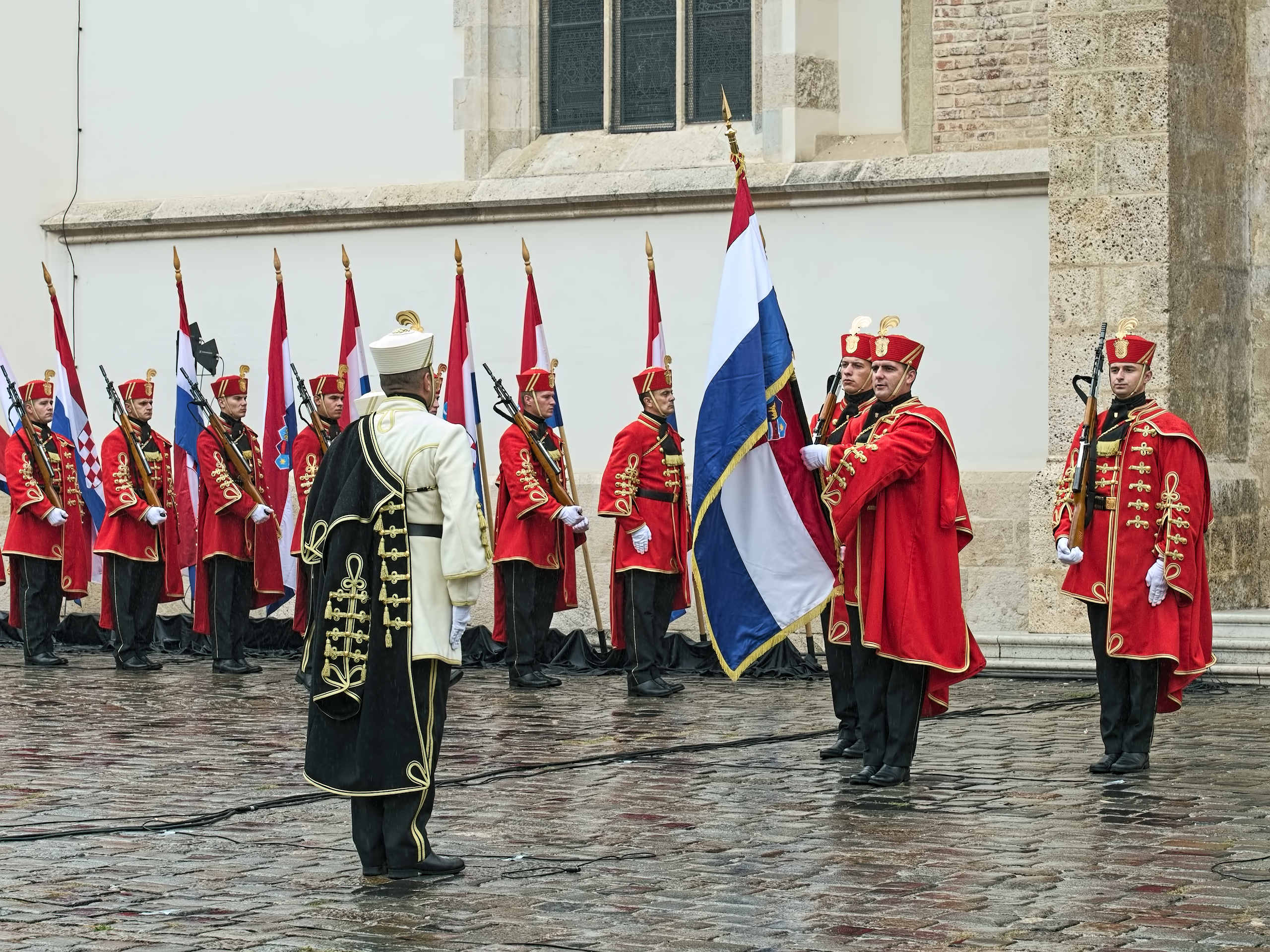 Ceremony of the Changing of the Guards at St. Mark's Square in Zagreb