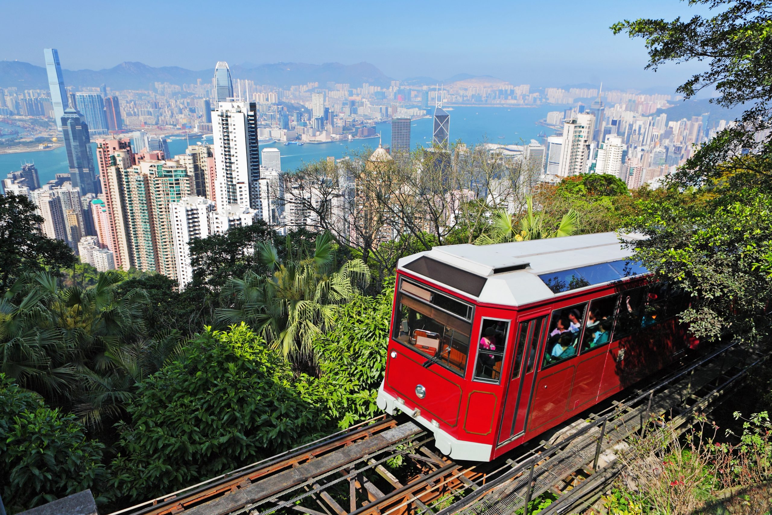 Tourist tram at the peak in Hong Kong