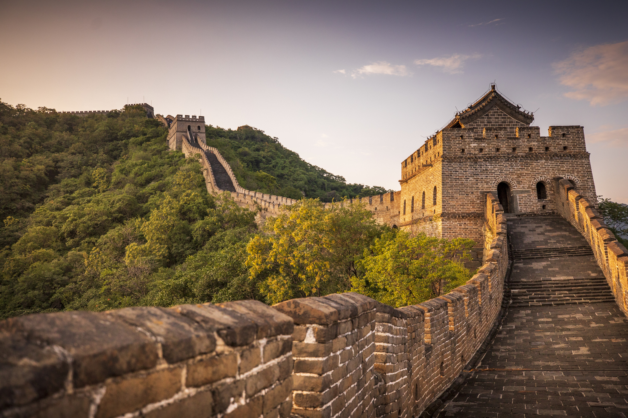 Sunset over the Great Wall of China